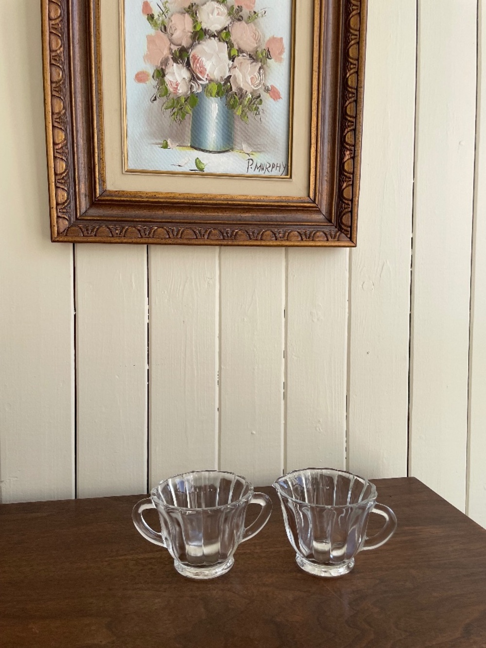 Depressionware Sugar and Creamer Set (2)~Clear, Vintage, VGUC